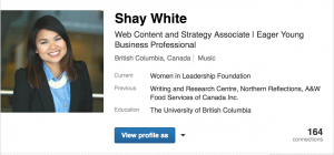 Screen Shot of Shay's LinkedIn page